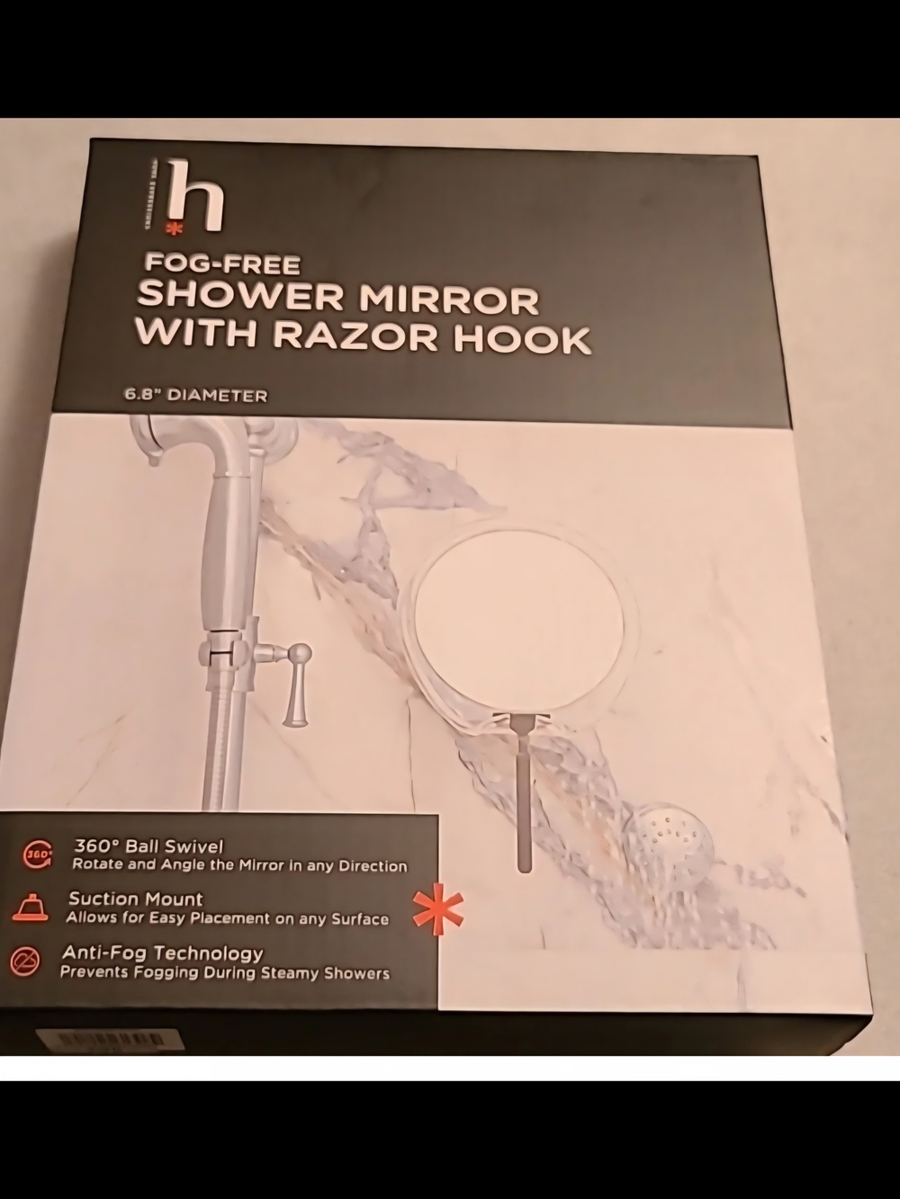 Expressions Fog-Free Shower Mirror with Razor Hook - White
